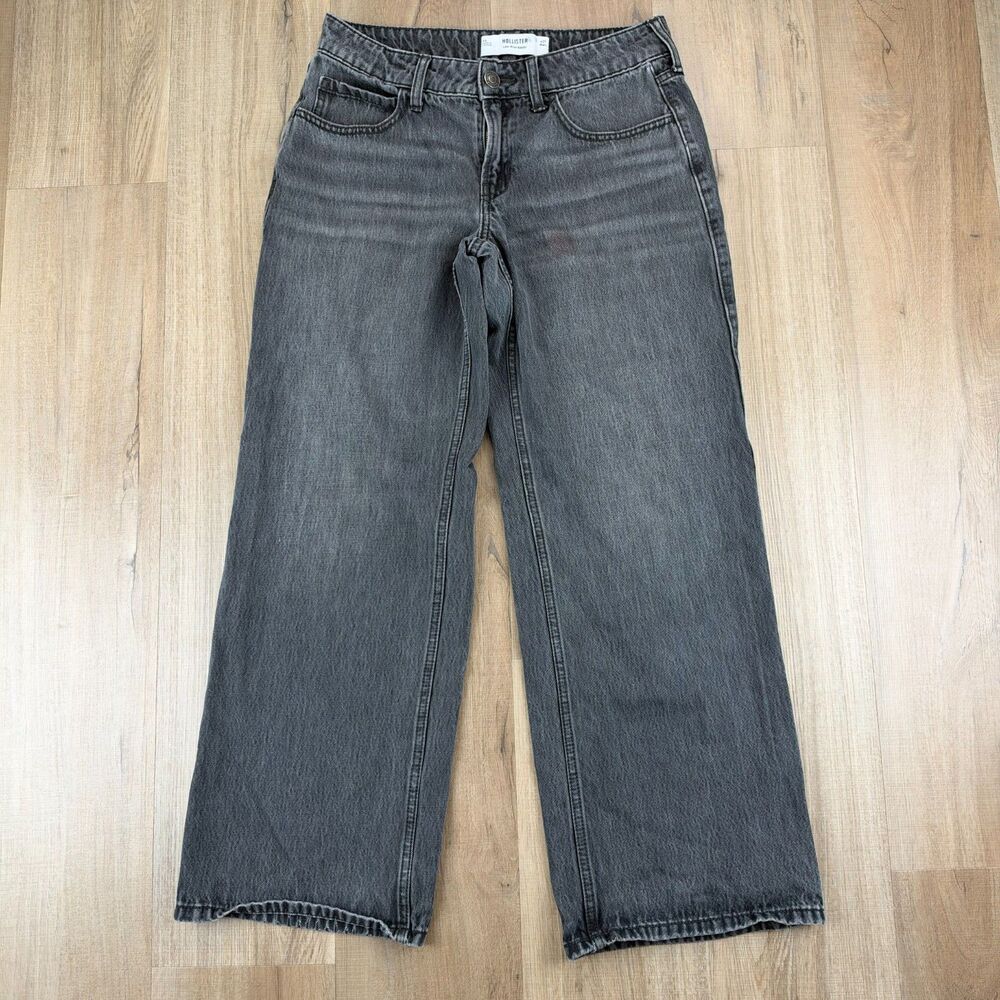 Hollister Co. Women's 27 Short Low-Rise Baggy Wide Leg Black Denim Jeans Pants